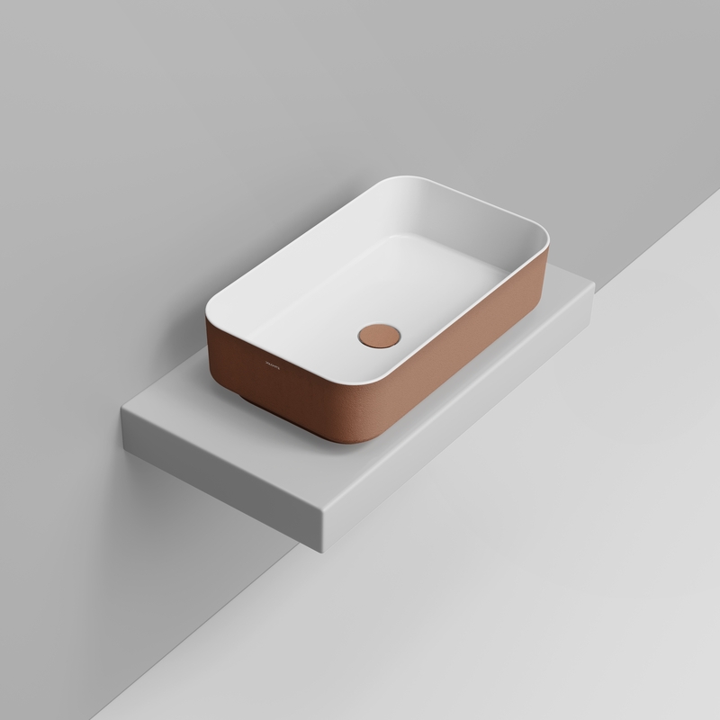 Ceramica Dolomite Lavabo da appoggio 64×38,5 – Noemi - Rame materico