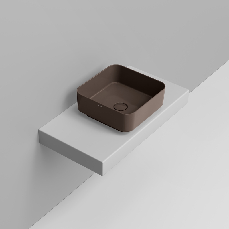 Ceramica Dolomite Lavabo da appoggio 40×40 – Noemi - Marrone alpino lucido