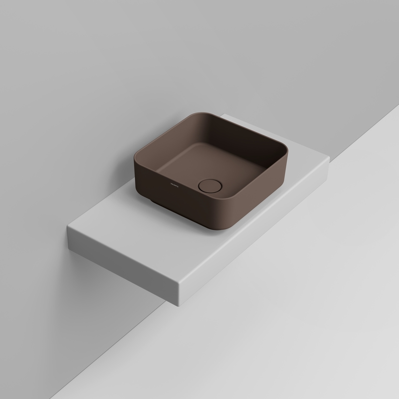 Ceramica Dolomite Lavabo da appoggio 40×40 – Noemi - Marrone alpino opaco