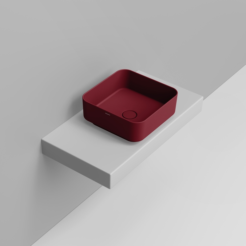 Ceramica Dolomite Lavabo da appoggio 40×40 – Noemi - Rosso vino opaco