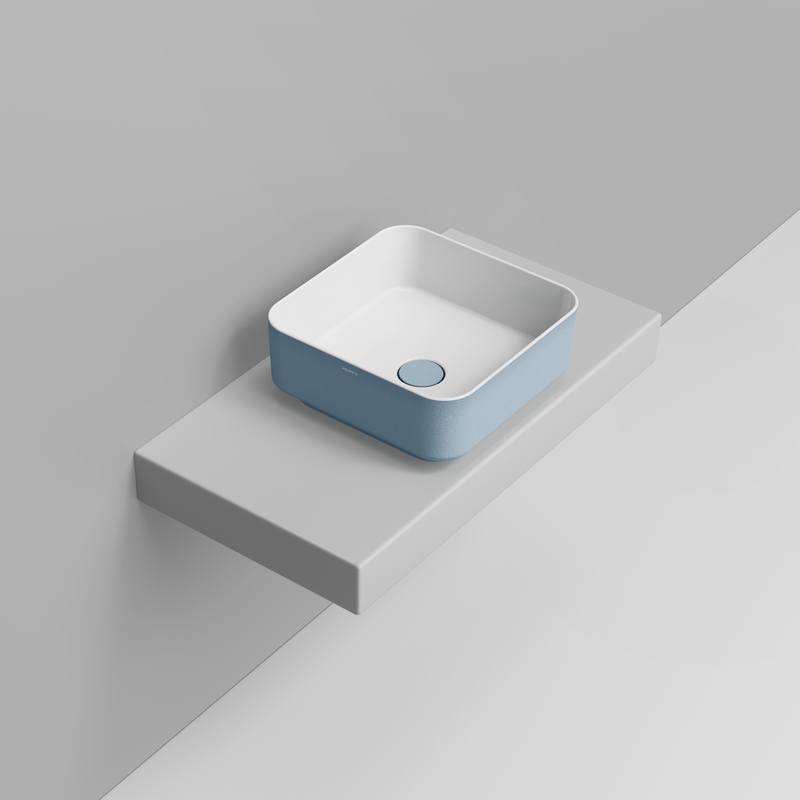 Ceramica Dolomite Lavabo da appoggio 40×40 – Noemi - Azzurro avio materico