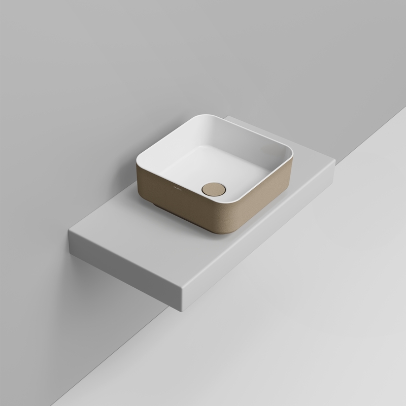 Ceramica Dolomite Lavabo da appoggio 40×40 – Noemi - Beige naturale materico