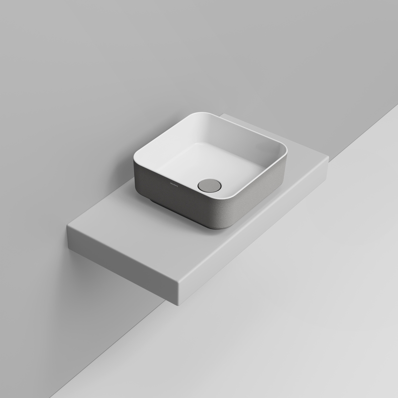 Ceramica Dolomite Lavabo da appoggio 40×40 – Noemi - Grigio cemento materico