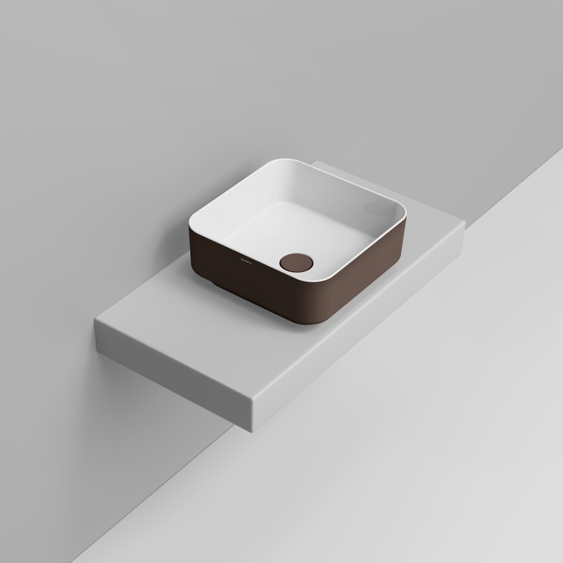 Ceramica Dolomite Lavabo da appoggio 40×40 – Noemi - Marrone alpino materico