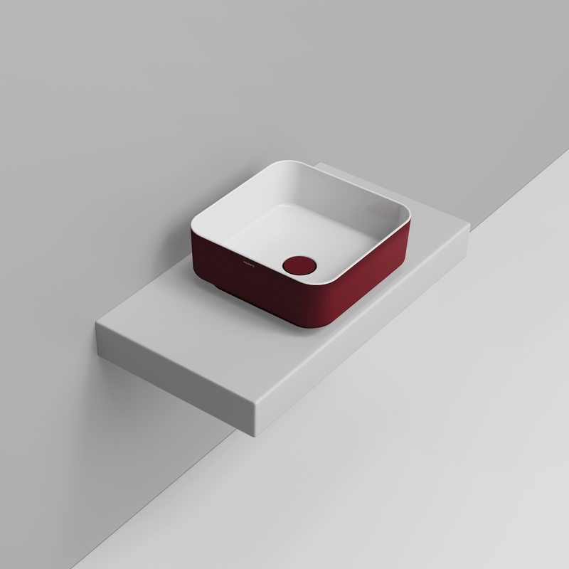 Ceramica Dolomite Lavabo da appoggio 40×40 – Noemi - Rosso vino materico