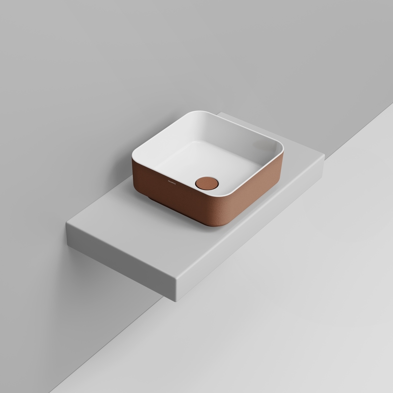 Ceramica Dolomite Lavabo da appoggio 40×40 – Noemi - Rame materico