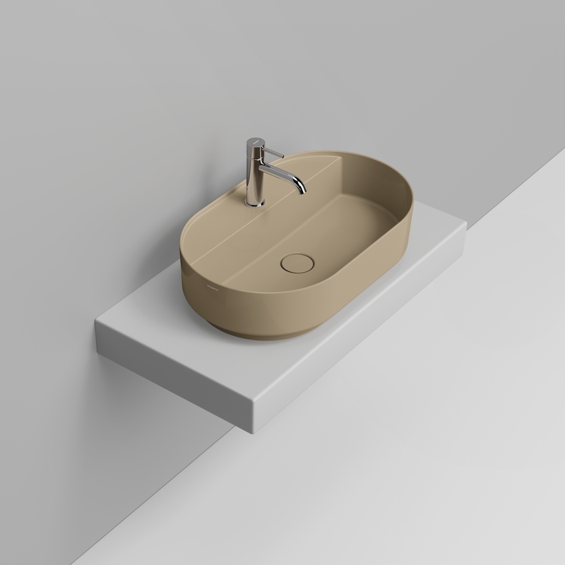 Ceramica Dolomite Lavabo da appoggio 65×40 – Noemi - Beige naturale lucido