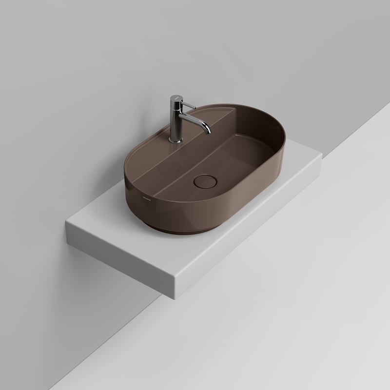 Ceramica Dolomite Lavabo da appoggio 65×40 – Noemi - Marrone alpino lucido