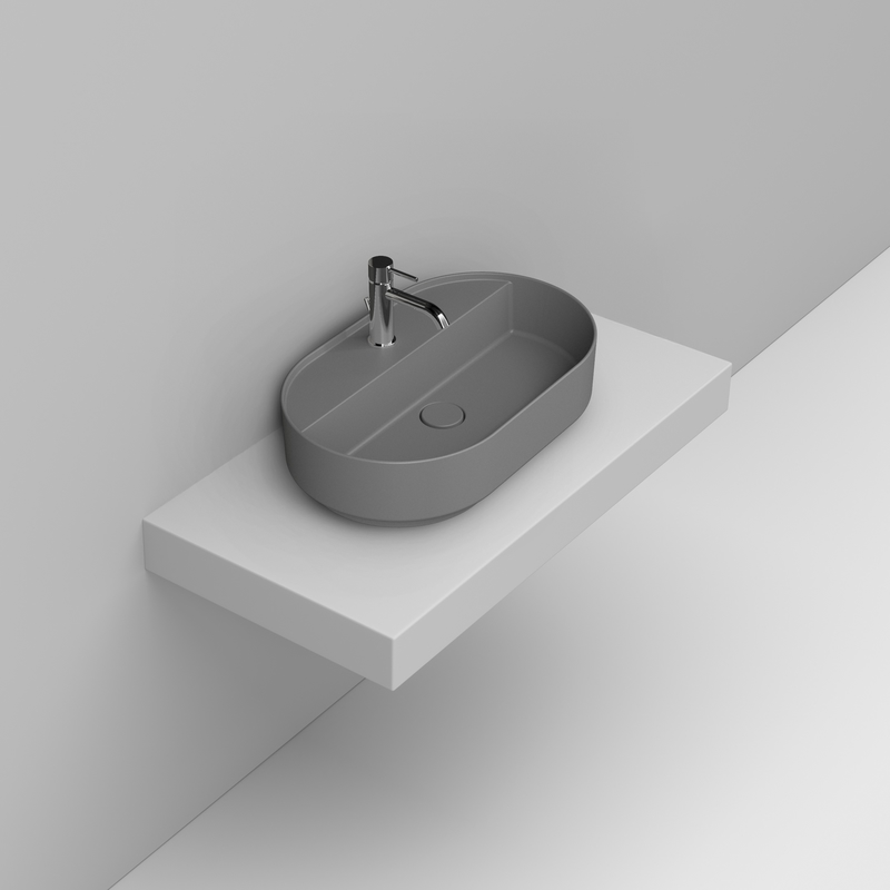 Ceramica Dolomite Lavabo da appoggio 65×40 – Noemi - Grigio cemento