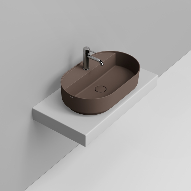 Ceramica Dolomite Lavabo da appoggio 65×40 – Noemi - Marrone alpino opaco