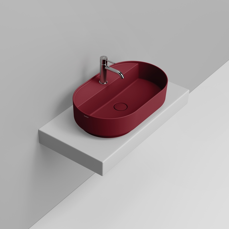 Ceramica Dolomite Lavabo da appoggio 65×40 – Noemi - Rosso vino opaco