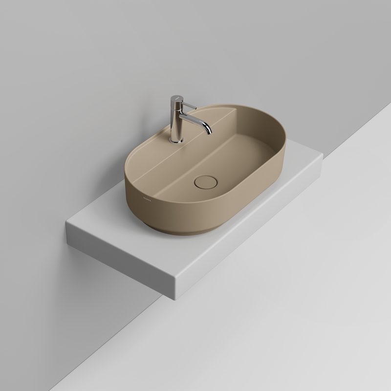 Ceramica Dolomite Lavabo da appoggio 65×40 – Noemi - Beige naturale opaco