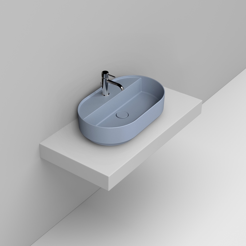 Ceramica Dolomite Lavabo da appoggio 65×40 – Noemi - Azzurro avio