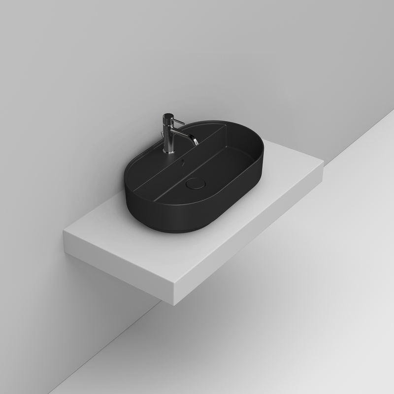 Ceramica Dolomite Lavabo da appoggio 65×40 – Noemi - Nero opaco