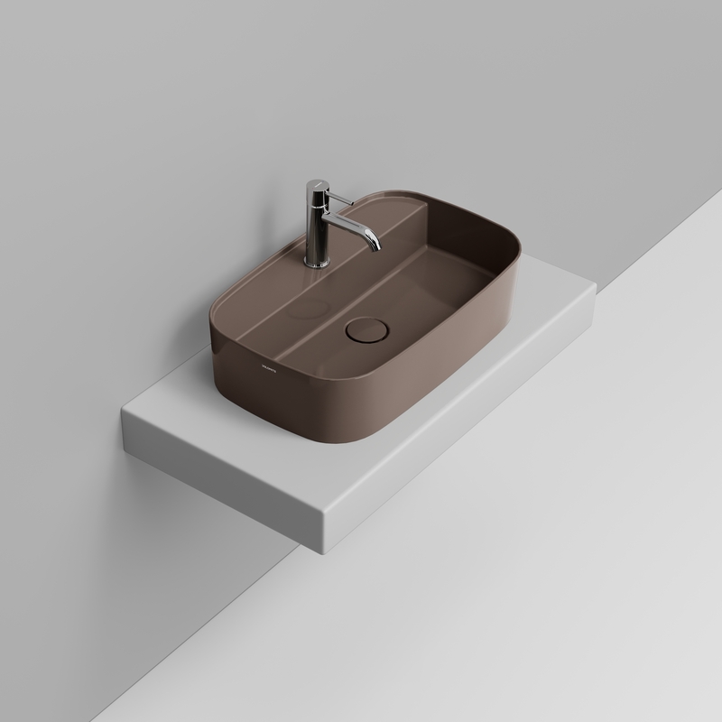 Ceramica Dolomite Lavabo à poser  62×38 – Noemi - Marrone alpino lucido