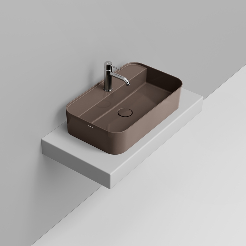 Ceramica Dolomite Lavabo da appoggio 64×38,5 – Noemi - Marrone alpino lucido
