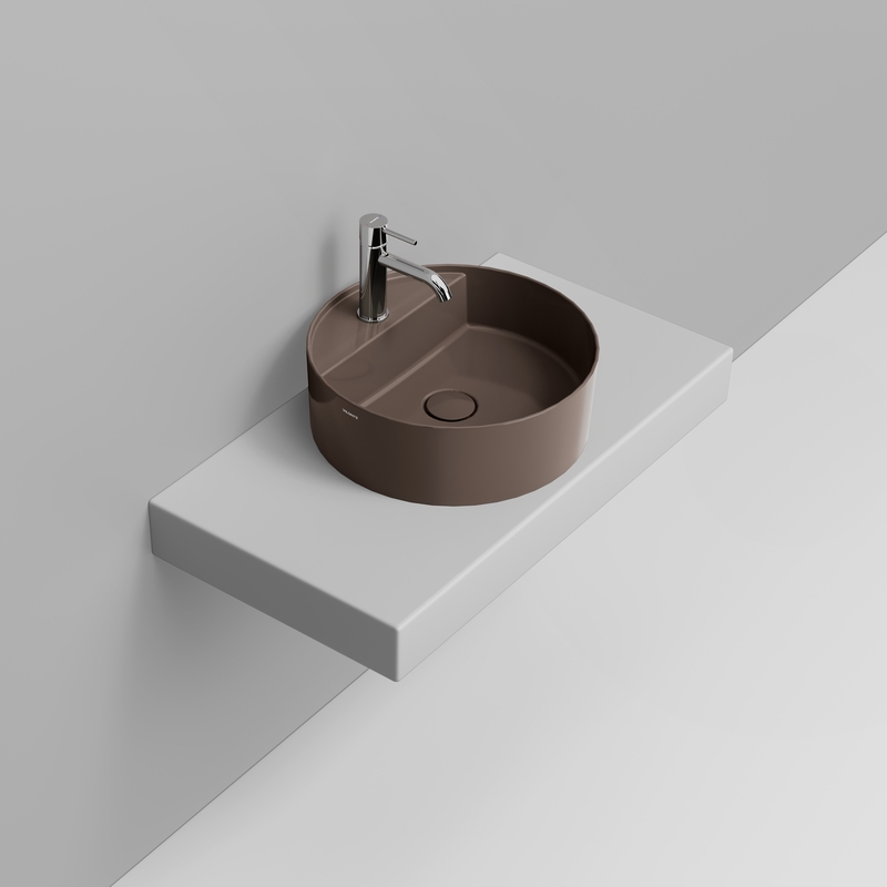 Ceramica Dolomite Lavabo da appoggio 44×44 – Noemi - Marrone alpino lucido