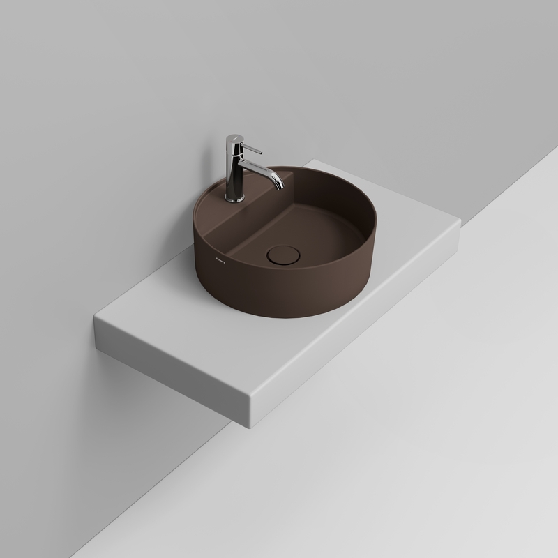 Ceramica Dolomite Lavabo da appoggio 44×44 – Noemi - Marrone alpino opaco