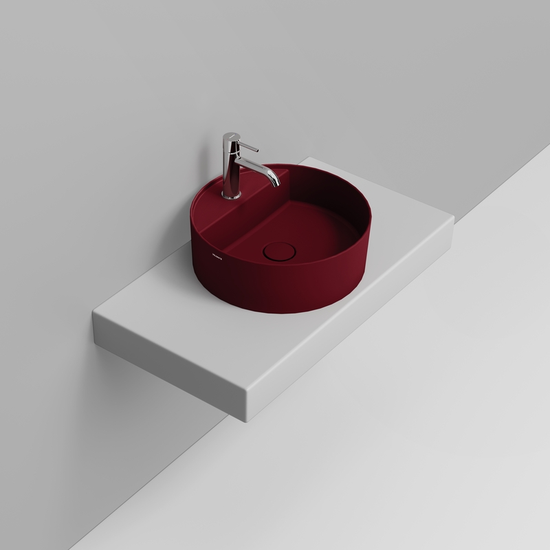 Ceramica Dolomite Lavabo da appoggio 44×44 – Noemi - Rosso vino opaco