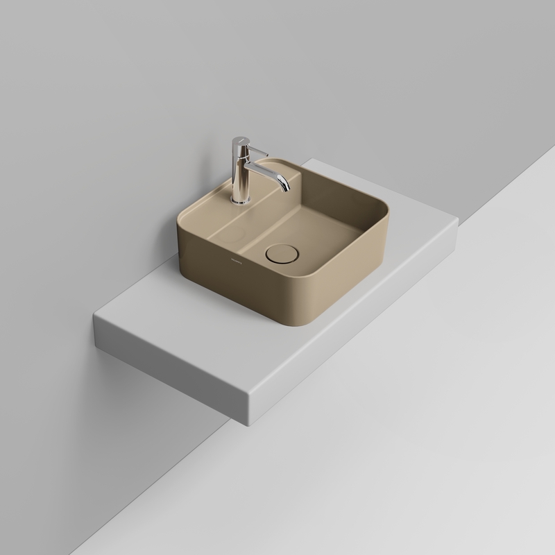 Ceramica Dolomite Lavabo da appoggio 40×40 – Noemi - Beige naturale lucido