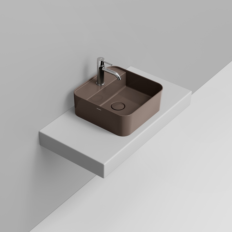 Ceramica Dolomite Lavabo da appoggio 40×40 – Noemi - Marrone alpino lucido
