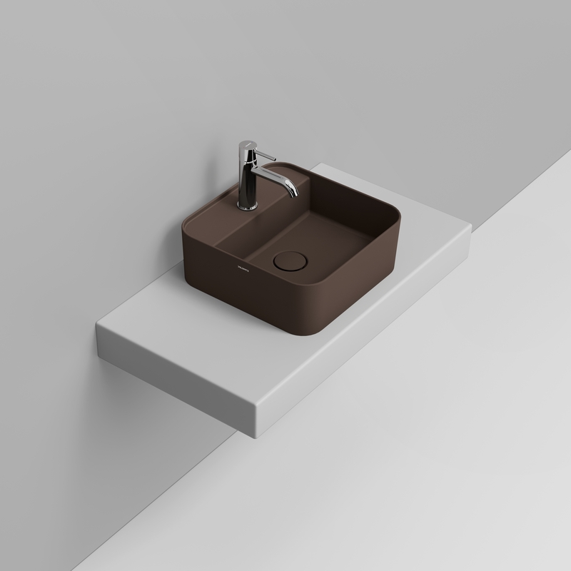 Ceramica Dolomite Lavabo da appoggio 40×40 – Noemi - Marrone alpino opaco