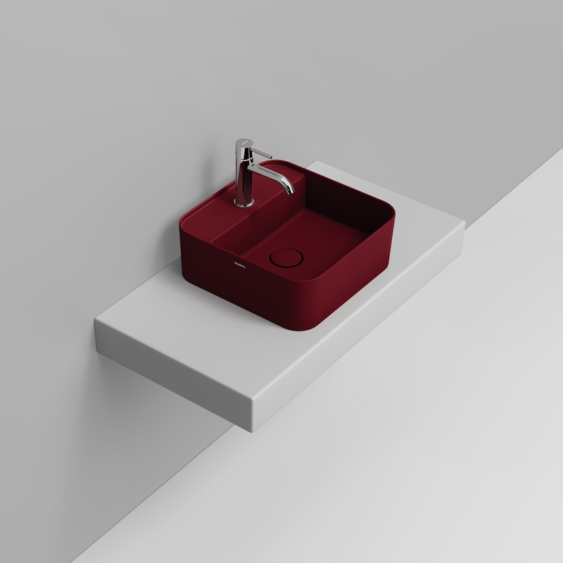 Ceramica Dolomite Lavabo da appoggio 40×40 – Noemi - Rosso vino opaco
