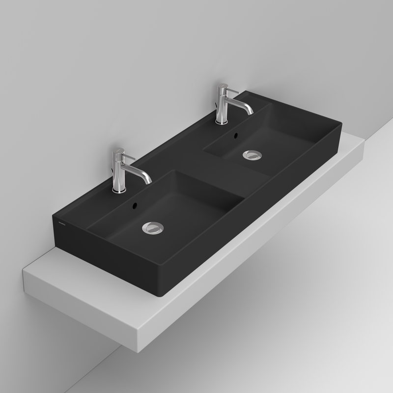 Ceramica Dolomite Lavabo da appoggio 120×47 – Multiplo - Nero opaco