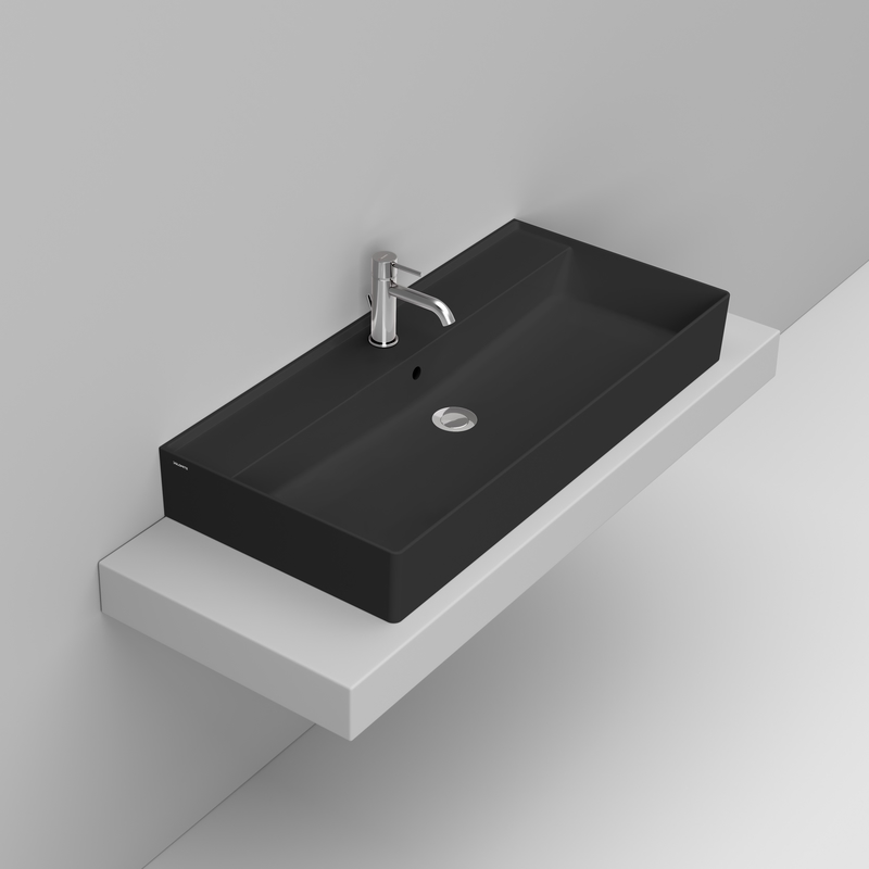 Ceramica Dolomite Lavabo da appoggio 100×47 – Multiplo - Nero opaco