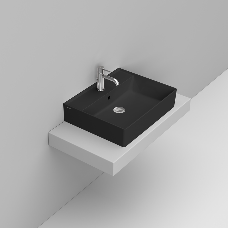 Ceramica Dolomite Lavabo da appoggio 60×47 – Multiplo - Nero opaco