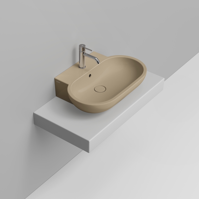 Ceramica Dolomite Lavabo da appoggio 65×46 – Mirto - Beige naturale lucido