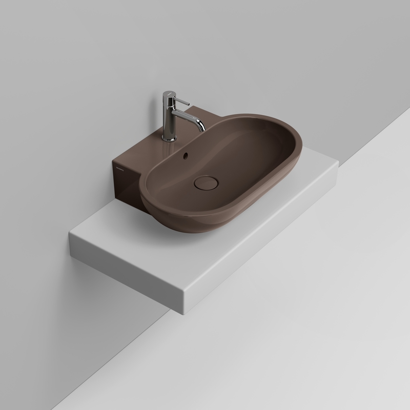 Ceramica Dolomite Lavabo da appoggio 65×46 – Mirto - Marrone alpino lucido