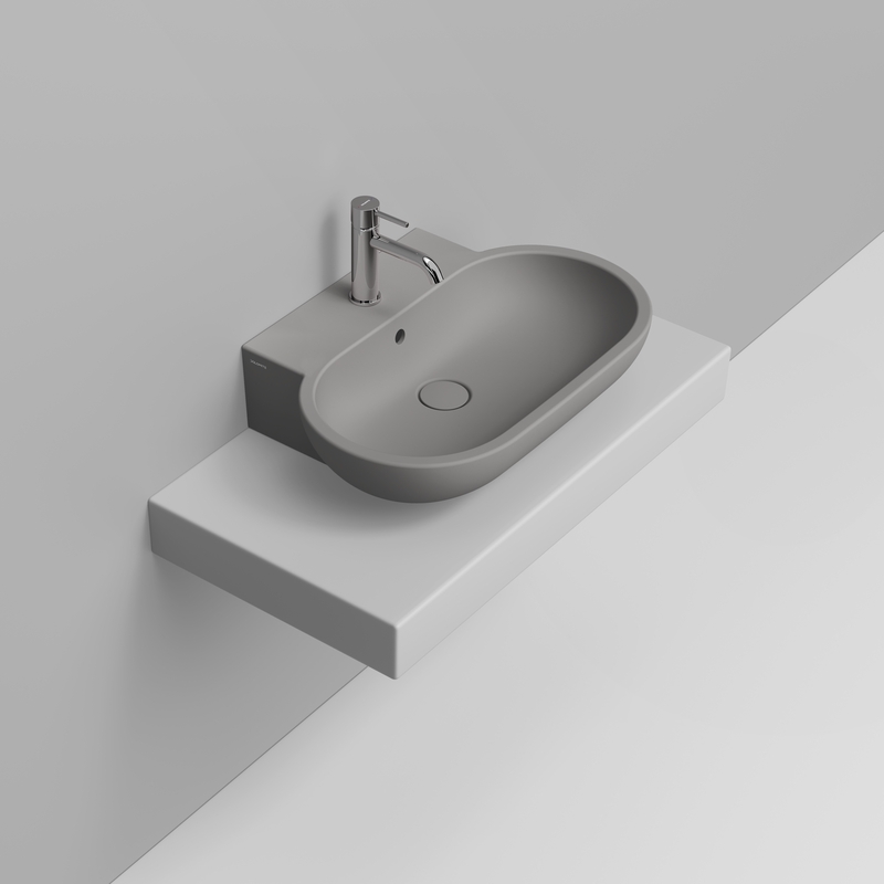 Ceramica Dolomite Lavabo da appoggio 65×46 – Mirto - Grigio cemento
