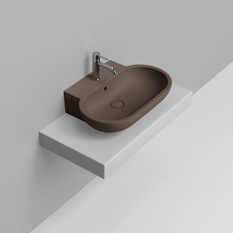 Ceramica Dolomite Lavabo da appoggio 65×46 – Mirto - Marrone alpino opaco