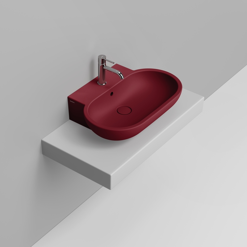 Ceramica Dolomite Lavabo da appoggio 65×46 – Mirto - Rosso vino opaco