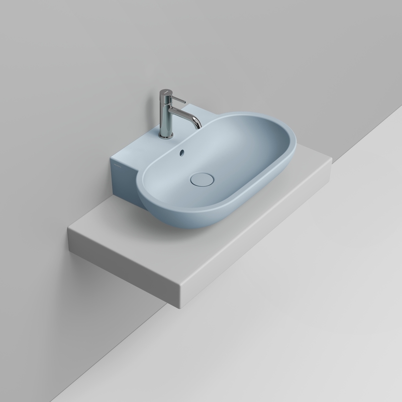 Ceramica Dolomite Lavabo da appoggio 65×46 – Mirto - Azzurro avio
