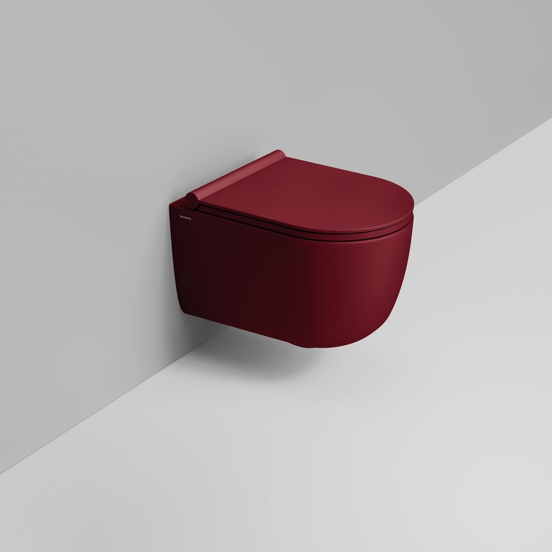 Ceramica Dolomite Vaso sospeso Vortice 36×50 – Mirto Round Short - Rosso vino opaco